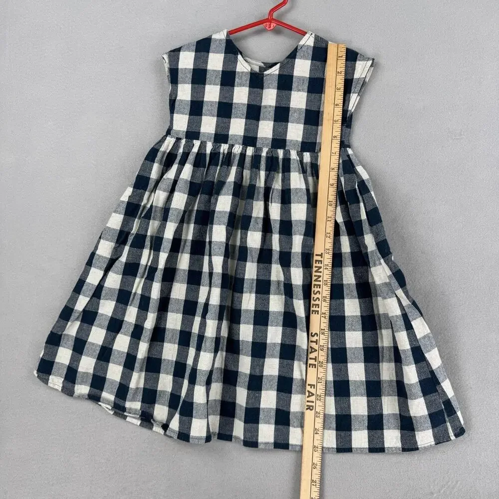 Gingham Dress Womens Small Blue White Sleeveless Fit Flare Midi Mommy & Me